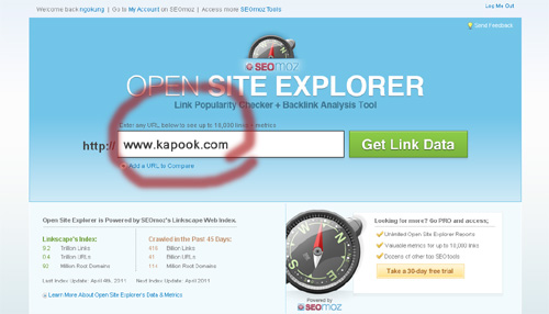 insert URL to open site explorer 